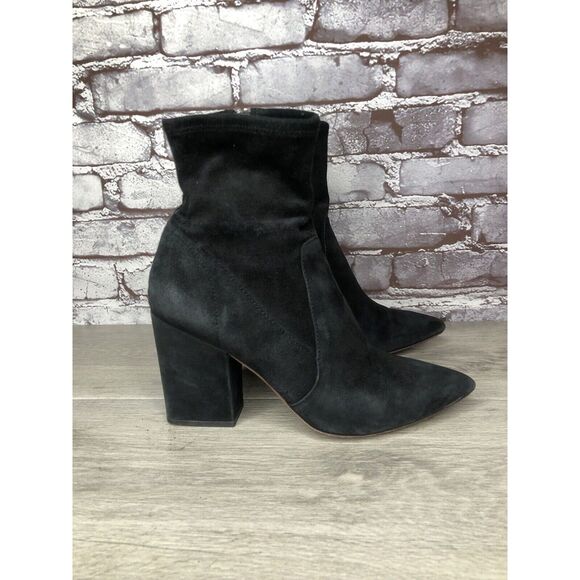 Loeffler Randall Isla Black Suede Leather Ankle Booties Boots Women 7B US/38EU - Picture 3 of 16
